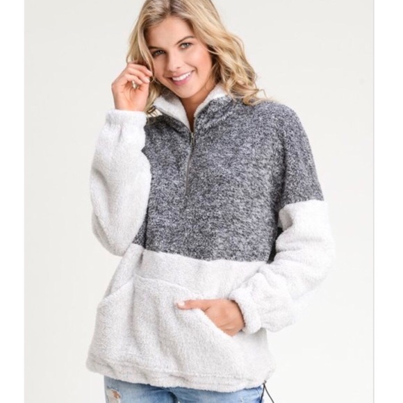 Boutique Jackets & Blazers - ✨Two Tone Zip Up Fuzzy Fleece Jacket✨LAST ONE!